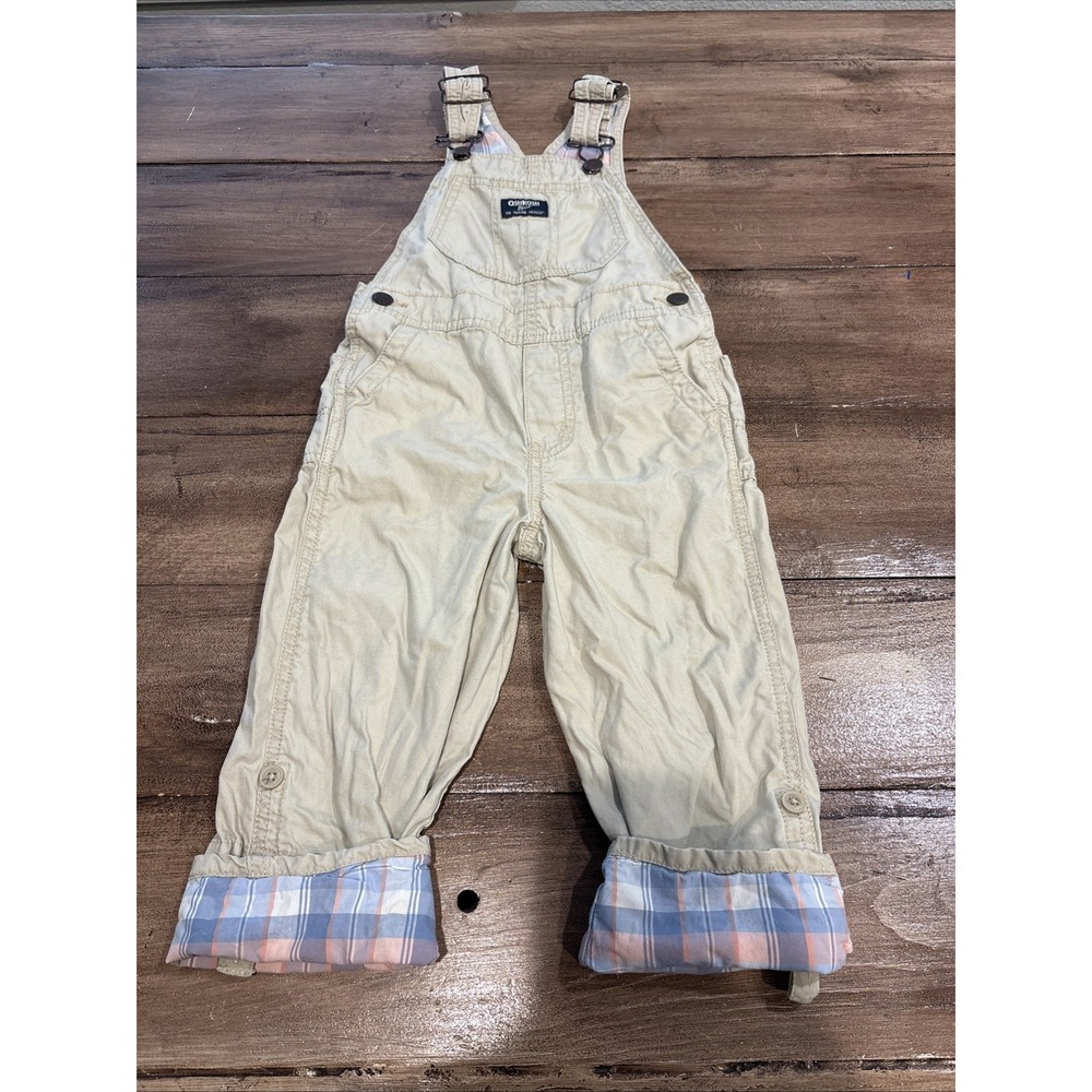 Osh Kosh B'Gosh Girls Size 4T  Beige Cotton Overalls